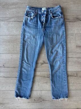 Agolde washed blue button-fly straight jeans